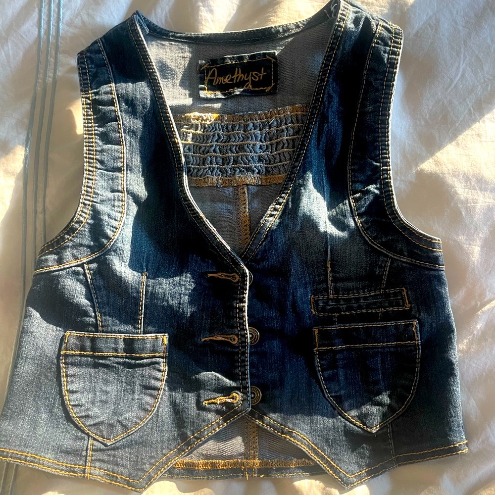 Aesthetic Jean Vest with Front Pockets/ Fairy Grunge Aesthetic/Hippie Aesthetic